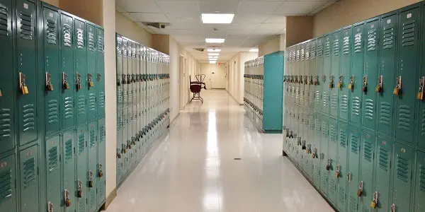 Empty Hallway With Lockers